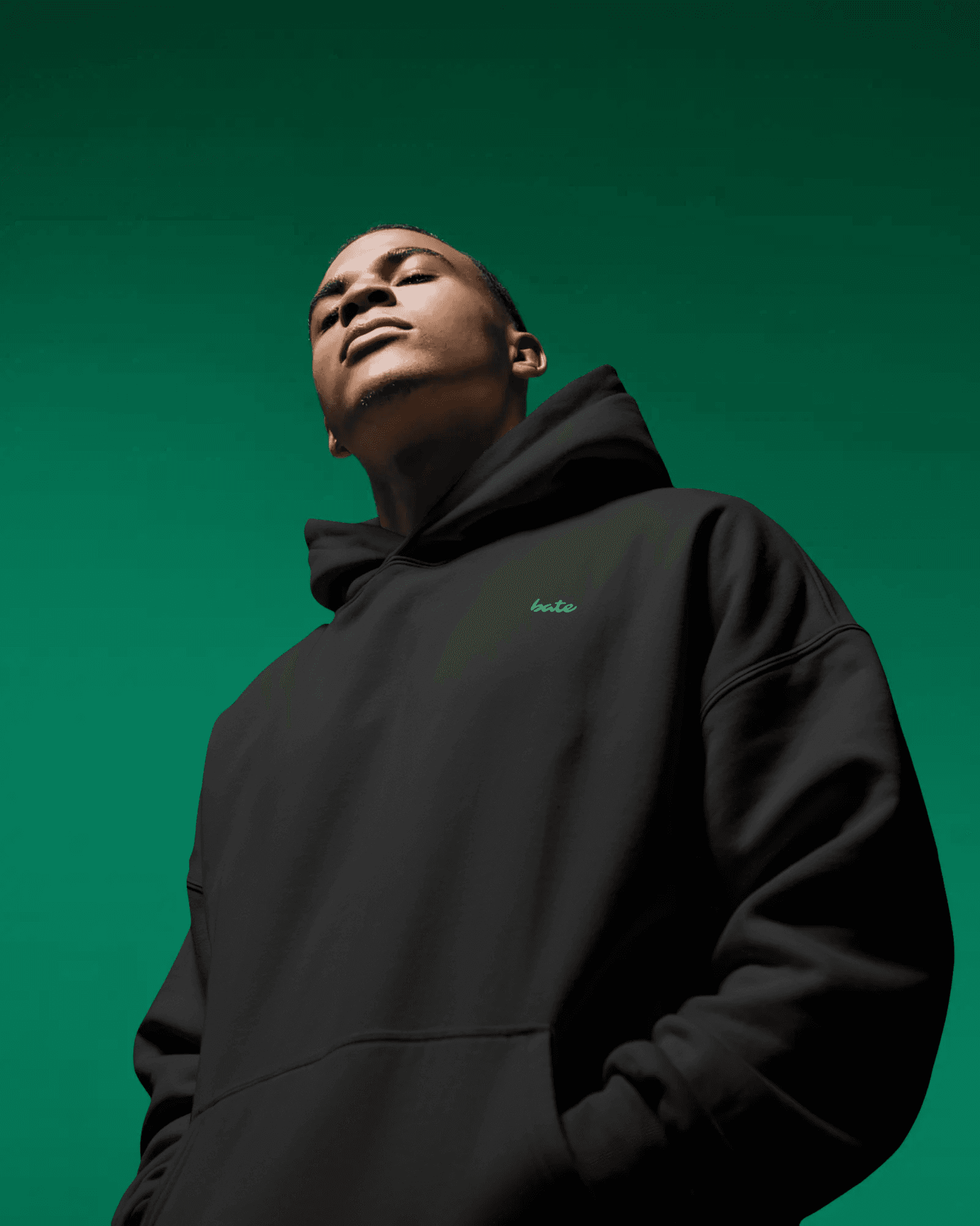 Bold green background hoodie